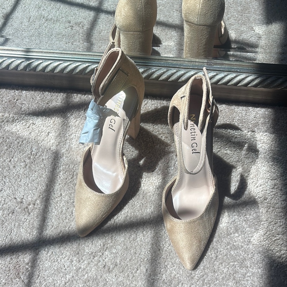 Tan Suede Pointed Toe Heels